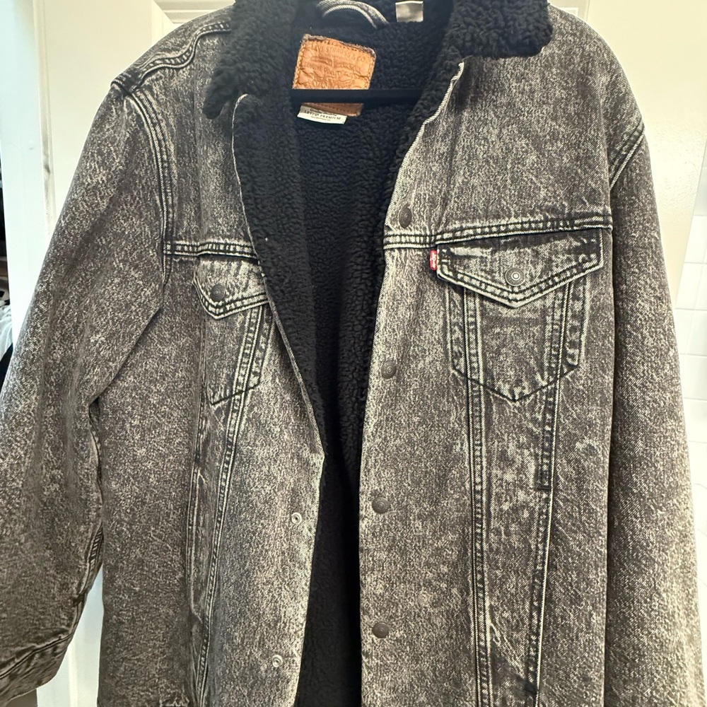 Levis Men's Black Denim Sherpa Jacket